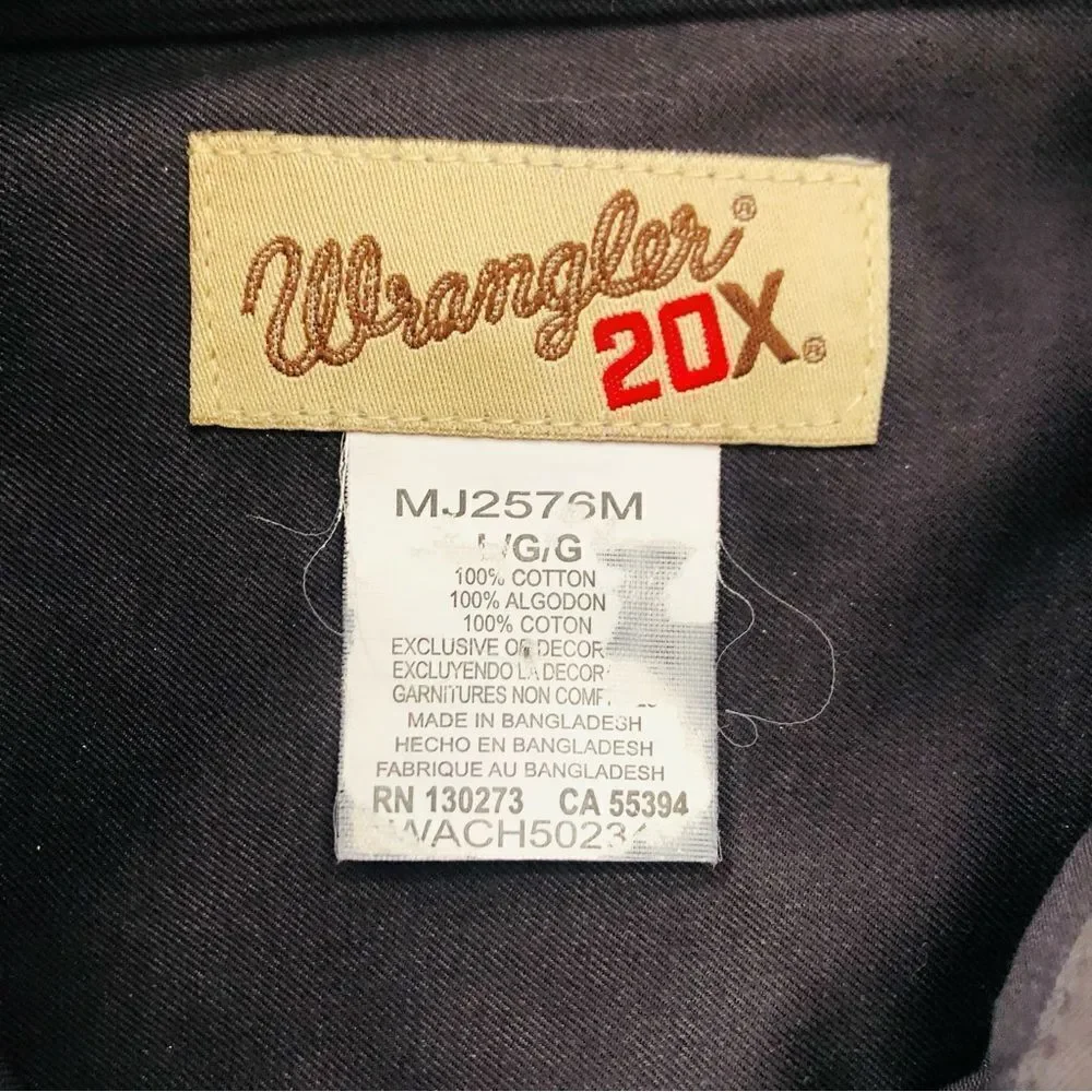 Wrangler 20x Long Sleeve Western Button Up Long Sleeve Shirt Gray Mens Large - Picture 6 of 11